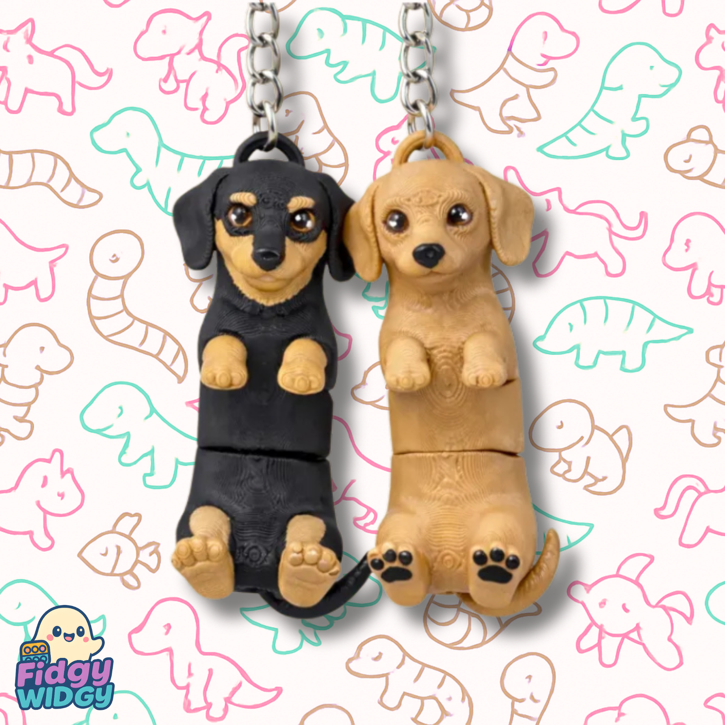 Dachshund Keychain — 3D Printed Mini Dog Keychain