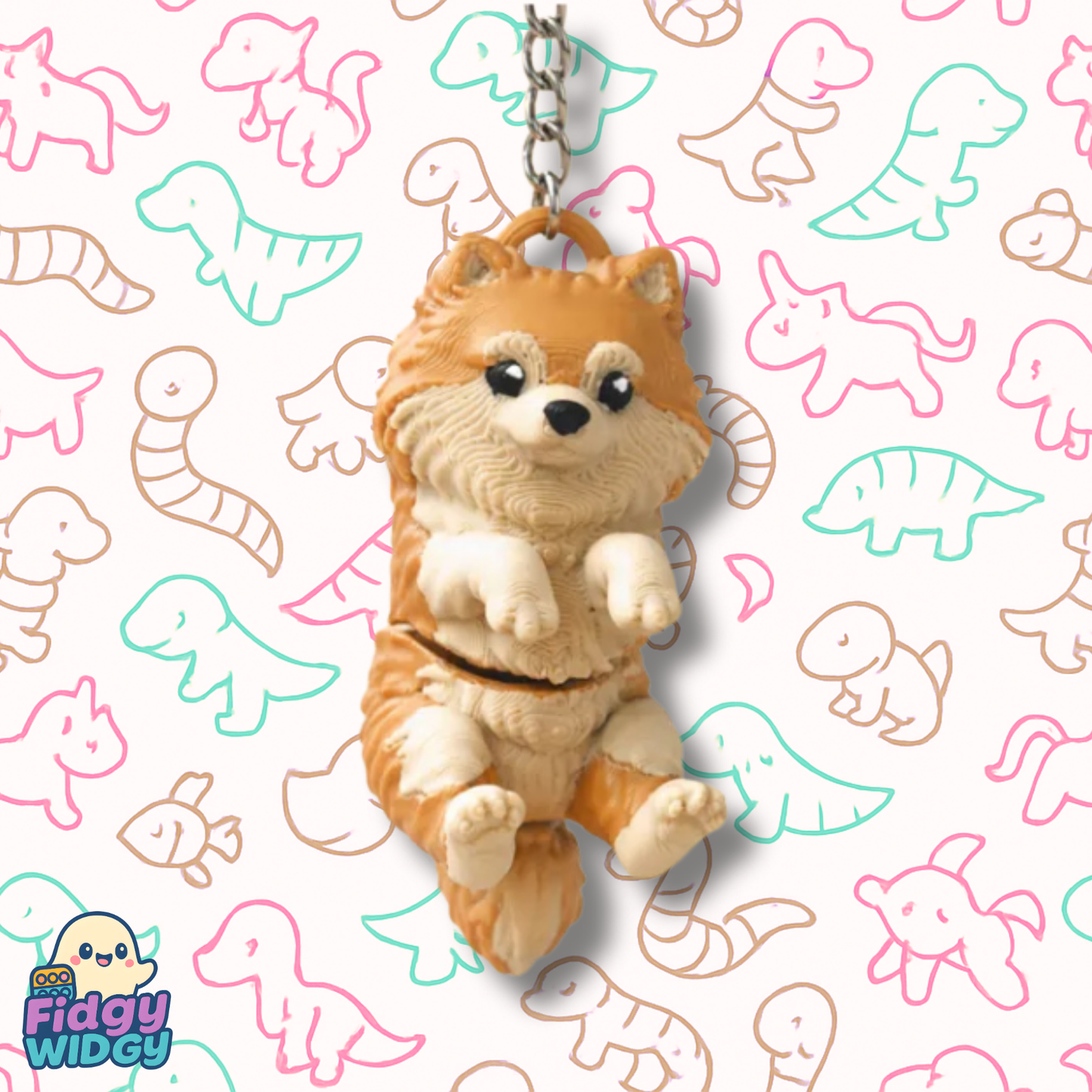 Pomeranian Keychain — 3D Printed Mini Dog Keychain