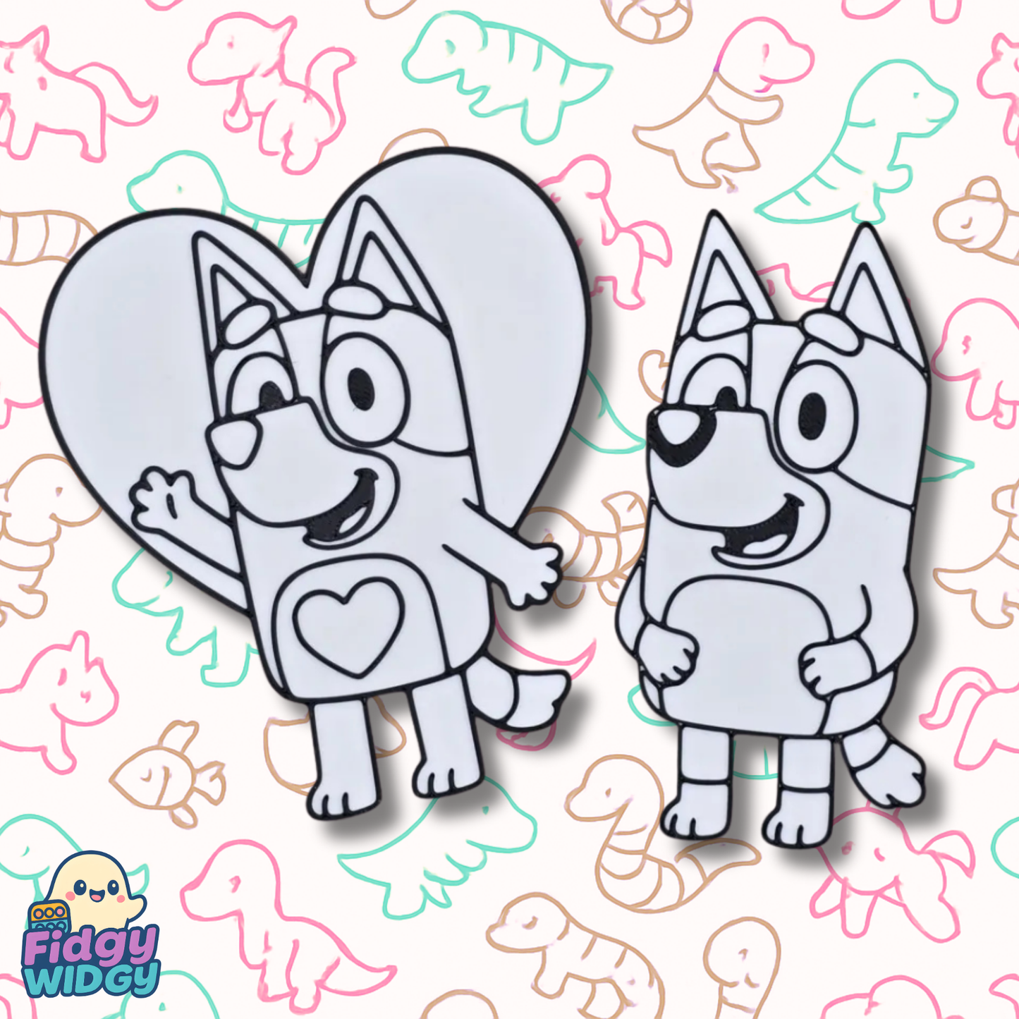 Blue Dog Cartoon Set 1 — 3D Printed Cartoon Pup Colouring Panel