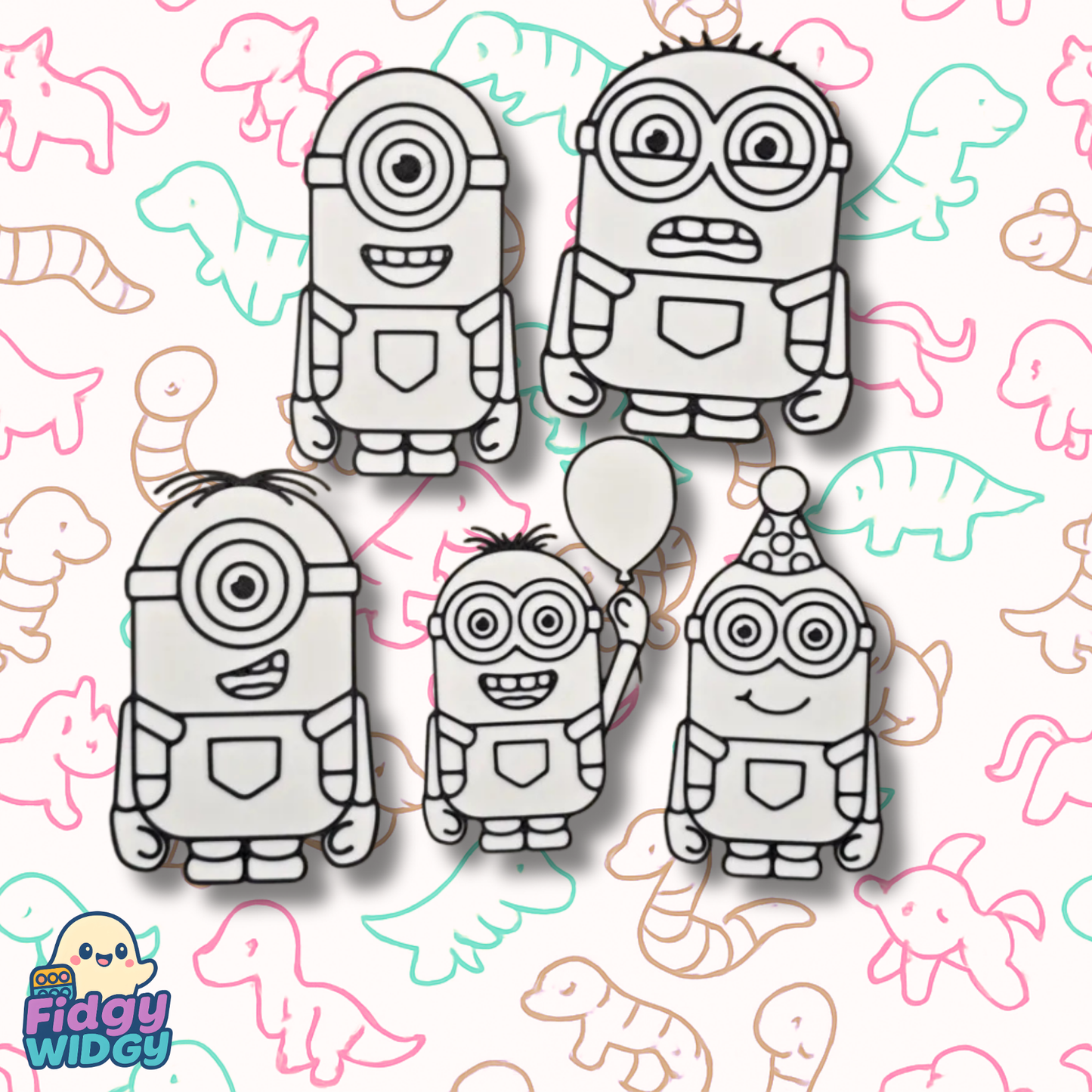 Yellow Helpers Colouring Set 1 — 3D Printed Sidekick Colouring Panel