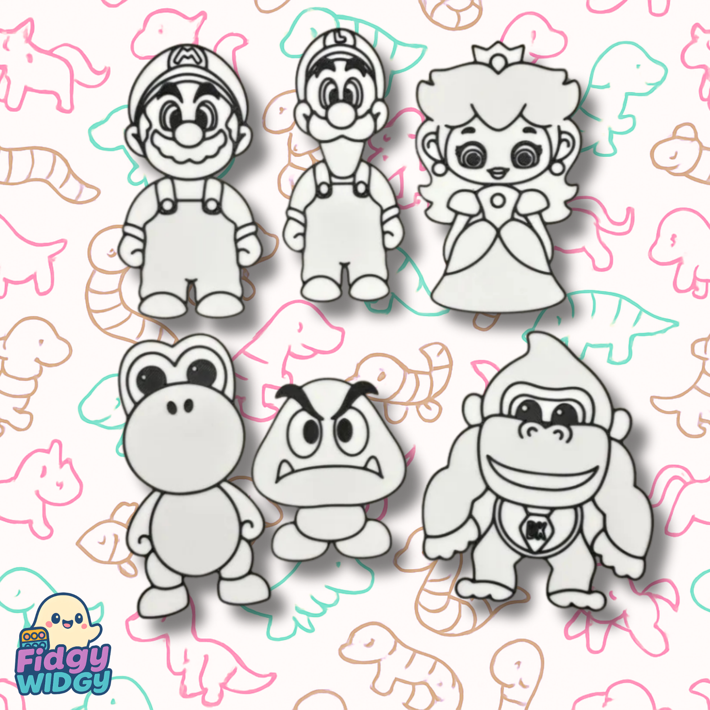 Mario Crew Colouring Set 3 — 3D Printed Adventure Hero Panel