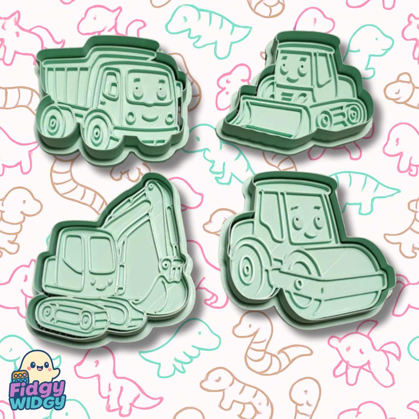 Construction Vehicle Cutters — 3D Printed Play Dough Cutter Set