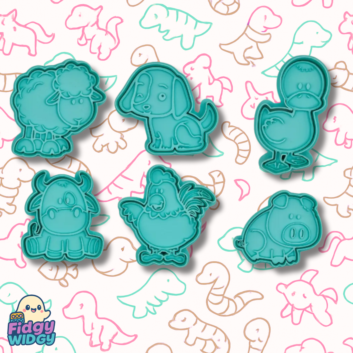 Farm Friends Cutter Set — 3D Printed Farm Animal Play Dough Cutters