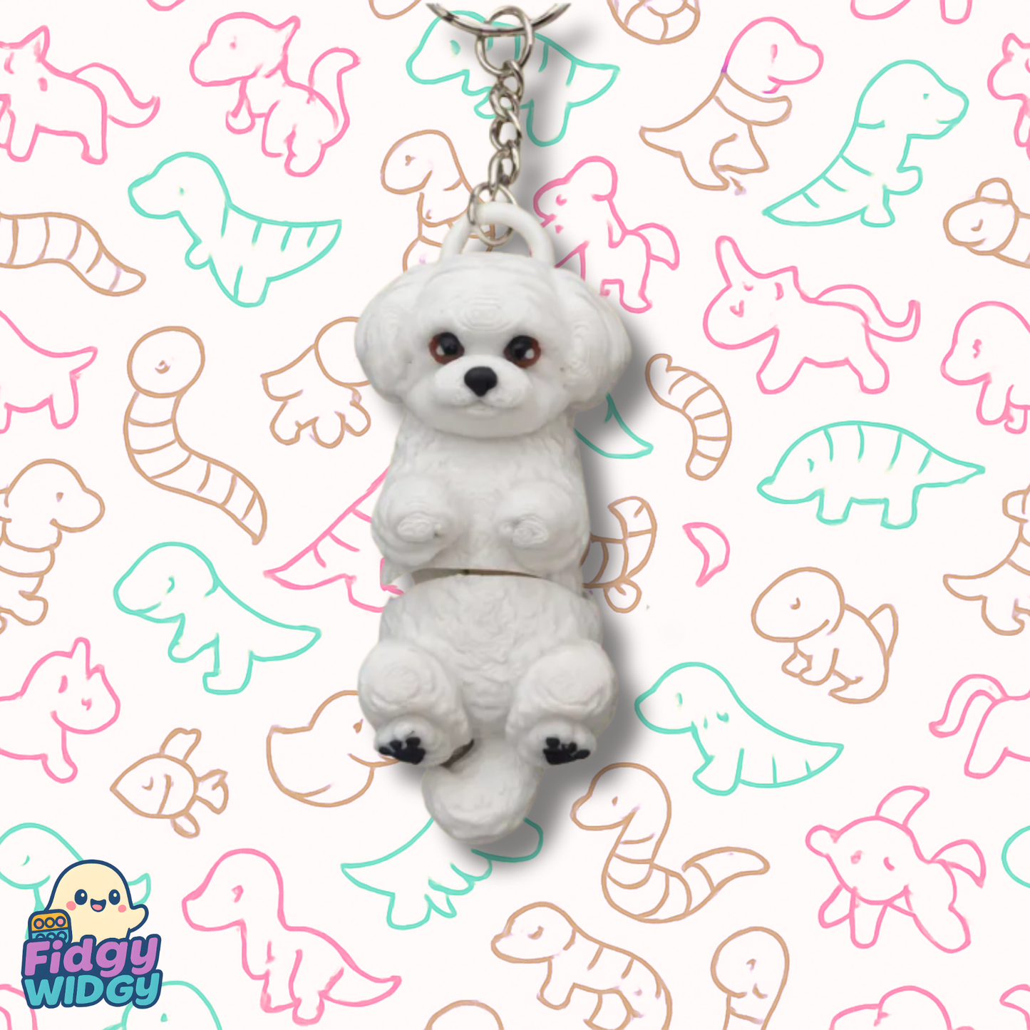 Maltese Keychain — 3D Printed Mini Dog Keychain