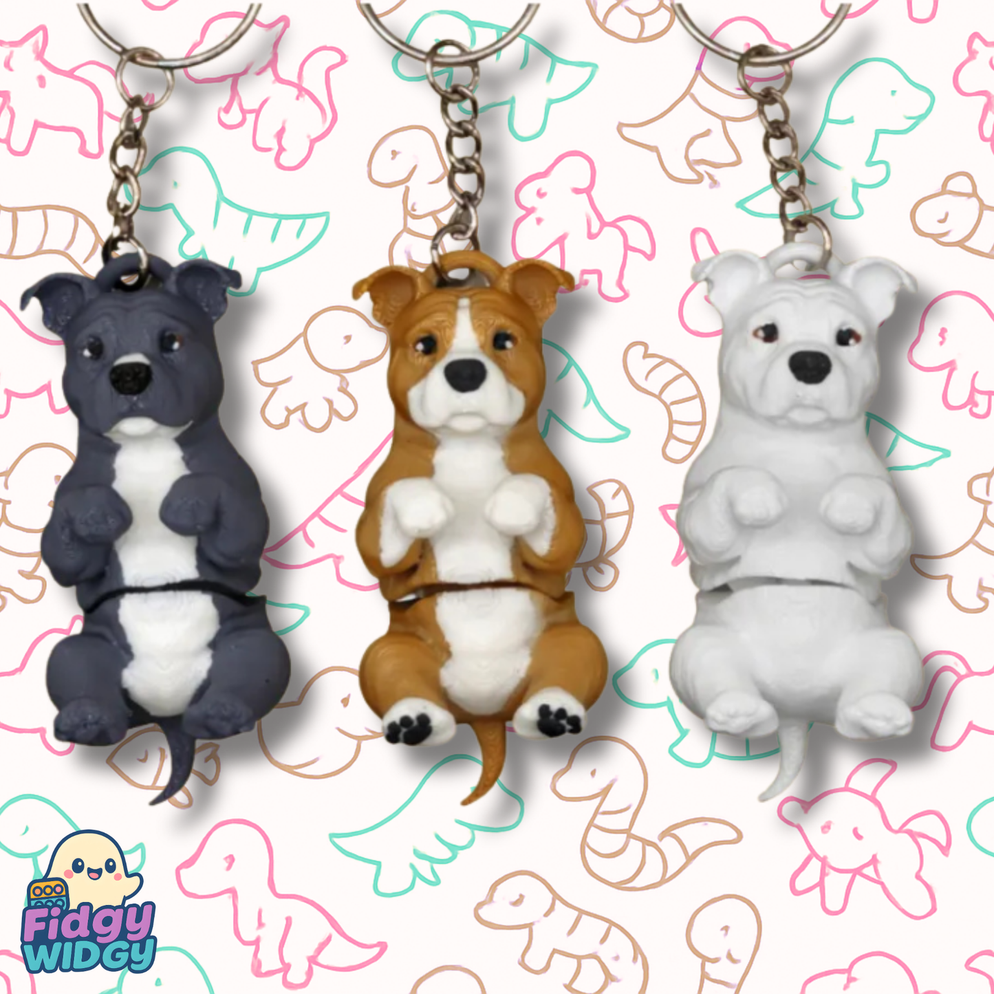 Amstaff Keychain — 3D Printed Mini Dog Keychain