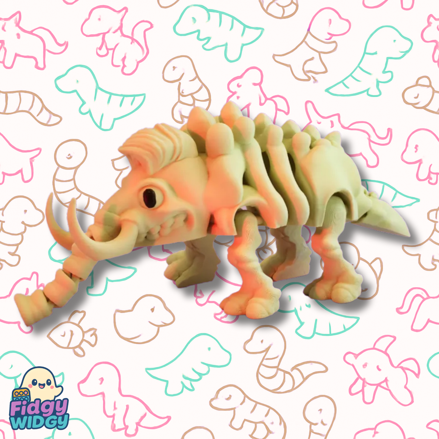 Skeletal Articulated Mammoth — 3D Printed Flexi Ice Age Toy
