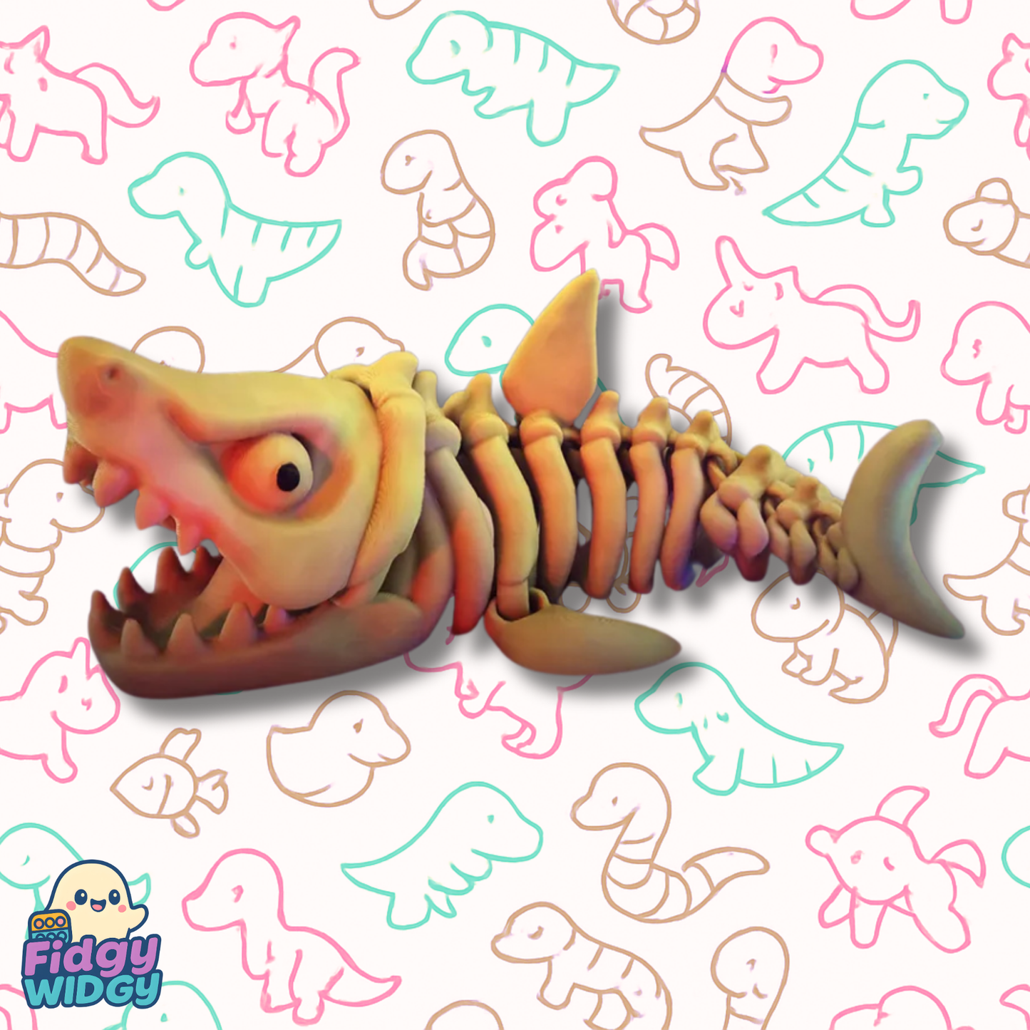 Flexi Skeletal Megalodon — 3D Printed Articulated Giant Shark Toy