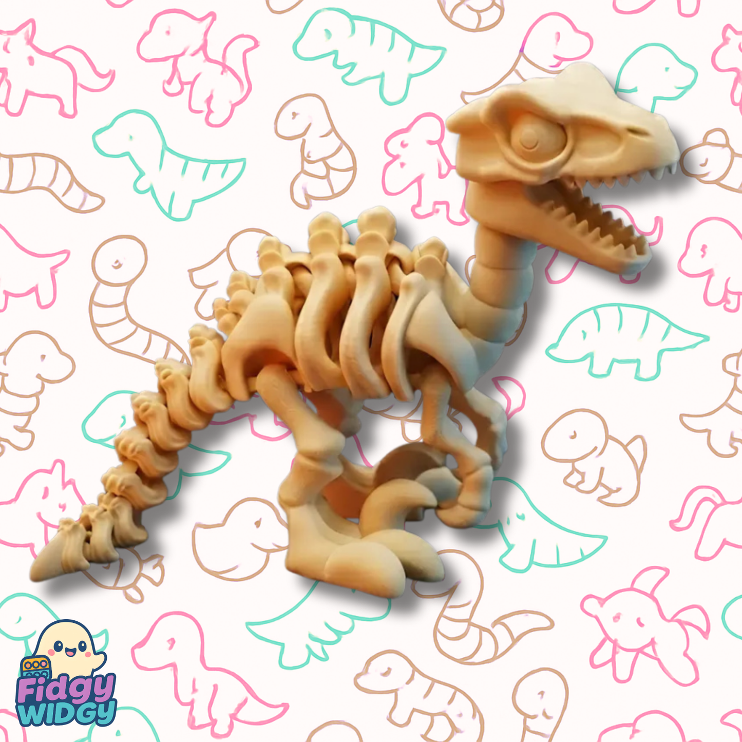 Skeletal Articulated Velociraptor — 3D Printed Flexi Dino Toy