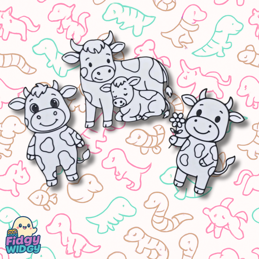 Cute Cows Colouring Set — 3D Printed Farm Friend Colouring Panel