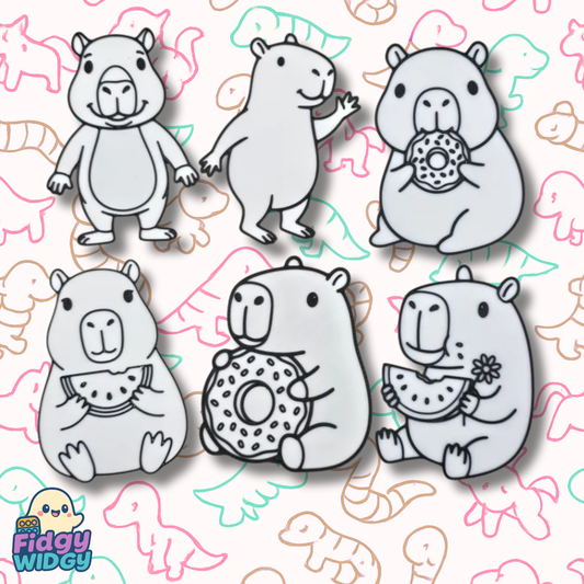 Capybara Colouring Set — 3D Printed Chubby Critter Panel
