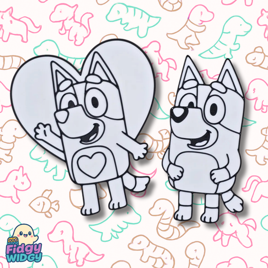 Blue Dog Cartoon Set 1 — 3D Printed Cartoon Pup Colouring Panel