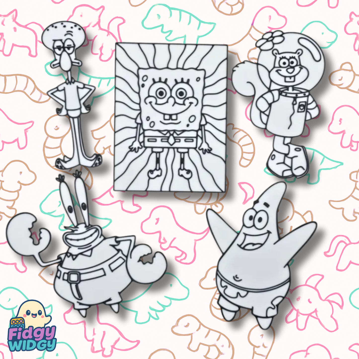 Sponge Friends Colouring Set — 3D Printed Sea Buddy Colouring Panel