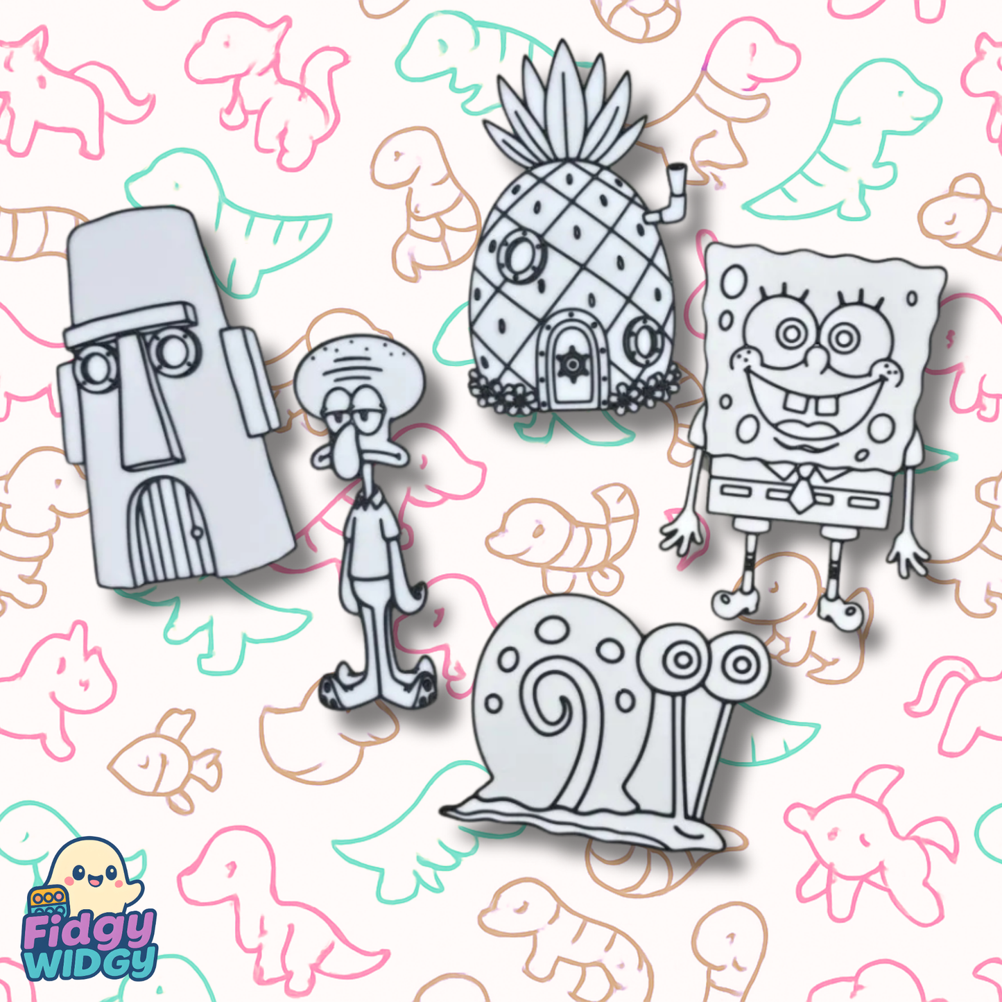 Sponge Friends Colouring Set 2 — 3D Printed Undersea Town Panel