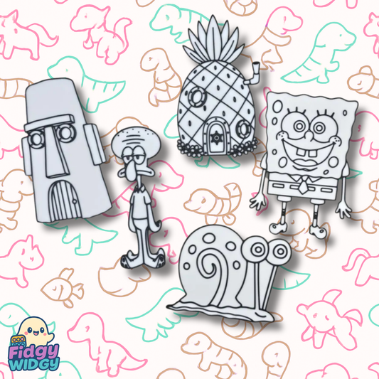 Sponge Friends Colouring Set 2 — 3D Printed Undersea Town Panel