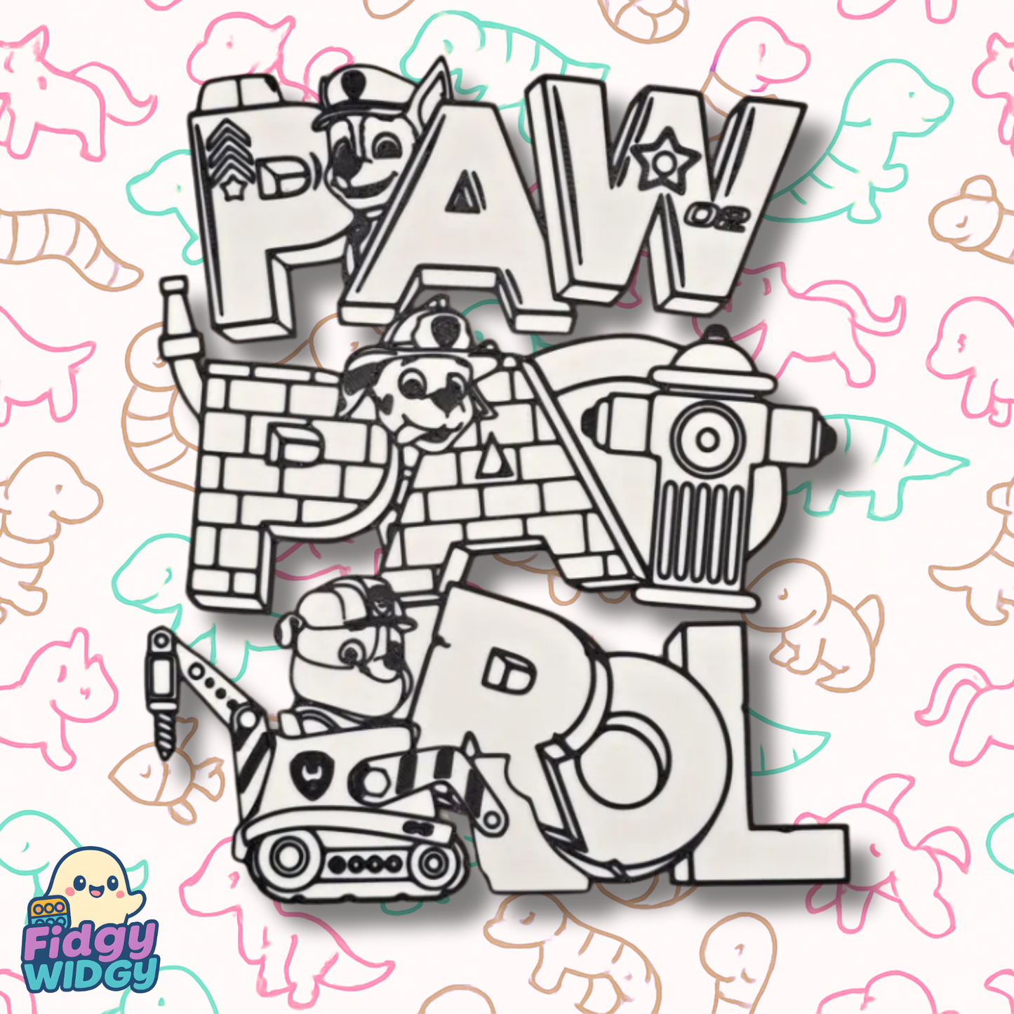 Dog Patrol Colouring Set 4 — 3D Printed Puppy Hero Adventure Panel