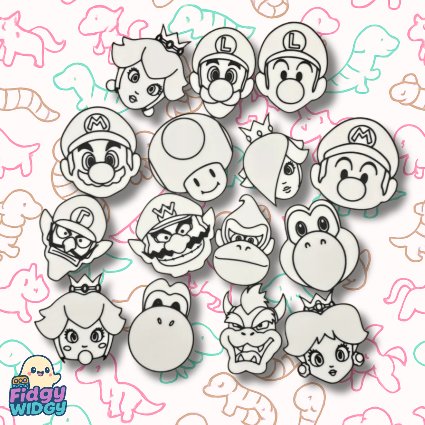 Mario Crew Colouring Set 1 — 3D Printed Adventure Hero Panel