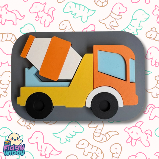 Concrete Mixer Truck Puzzle — 3D Printed Chunky Vehicle Puzzle